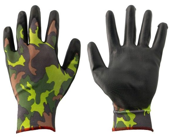 Poliészter kerti munkakesztyű poliuretán bevonattal MONSOON GARDEN CAMO GREEN