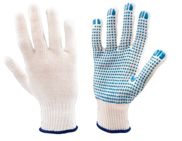 Pamut munkakesztyű PVC pöttyökkel